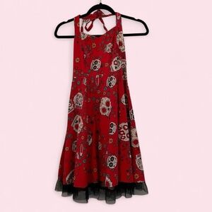 Women’s Red Day of the Dead Halter Dress